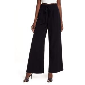 Open Edit Drawstring Wide Leg Pants Black - S